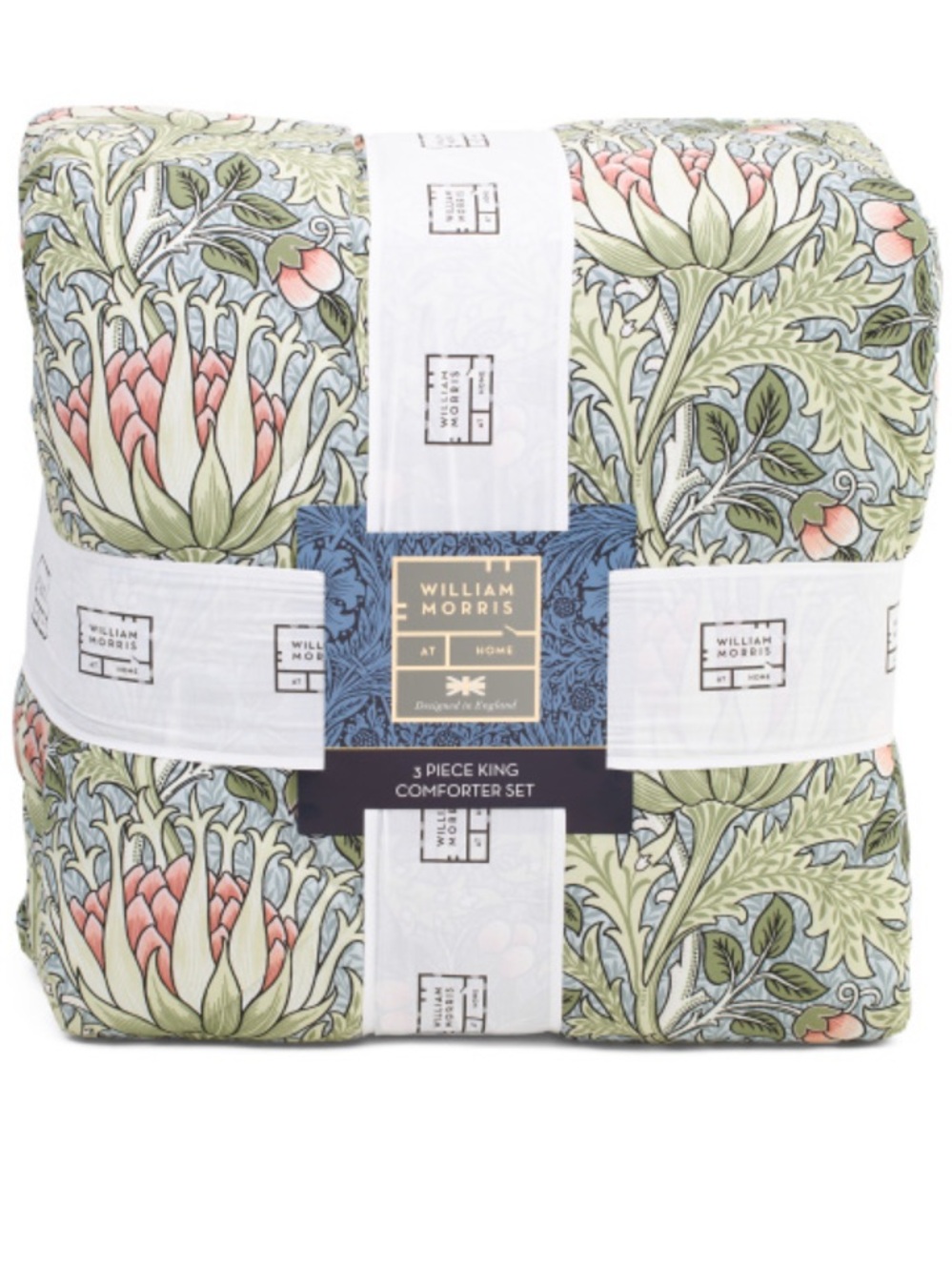 William Morris Floral King Comforter Set in Green